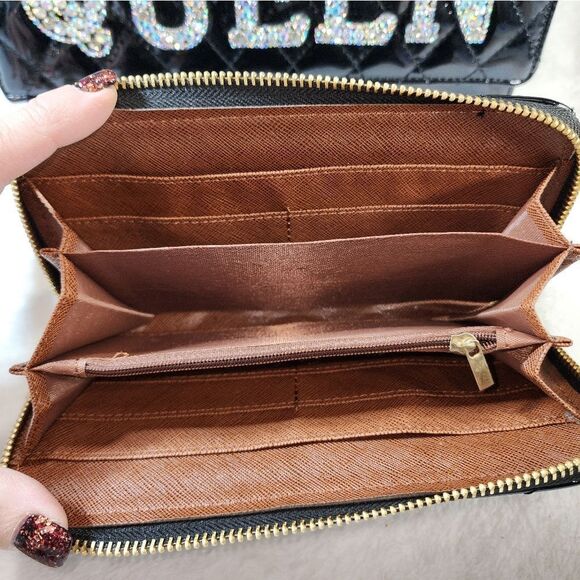 New Black Quilted Bag with Matching Wallet - Picture 16 of 17